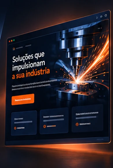 Página industrial orientada à conversão com destaques laranja